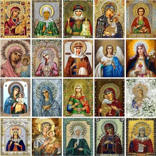 5D Diamond Painting Cross Stitch Kits Porait DIY Diamond Embroidery Full Round Icons Pictures of Diamond Mosaic Home Decor