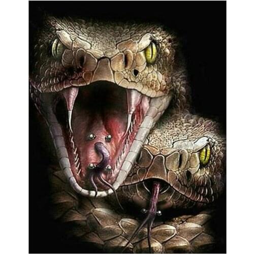 Full square round drill 5d diy diamond painting embroidery horror animal snake 3D cross stitch diamond kits mosaic home decor