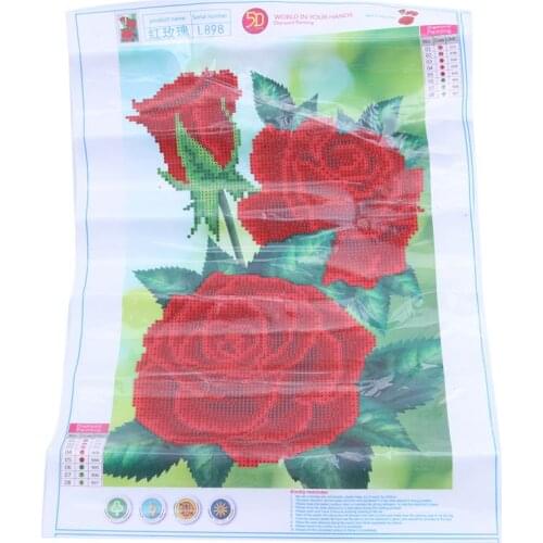 DIY 5D Diamond Painting Embroidery Flower Cross Crafts Stitch Kit Gift(Red rose)