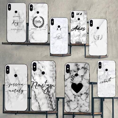 MARBLE INITIALS NAME pattern Phone Case For Xiaomi Redmi note 7 8 9 t max3 s 10 pro lite cover funda coque shell