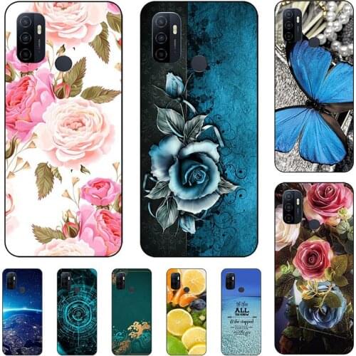 Fashion Flower Case For OPPO A32 2020 Cover For OPPO A53 2020 A53S 4G Soft Silicone Cat Printing Capa Back Coque