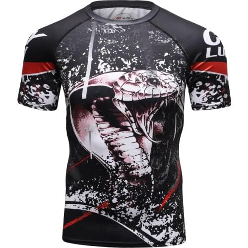 Compress short sleeve sports shirt mens thin sports top customize design Digital print Rashguard