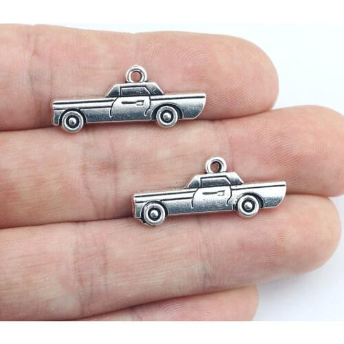 Newest 20Pieces 17*11mm Zinc Alloy Antique Silver Color Car Charms Keychain Necklace Pendant Accessory For DIY Jewelry Handcraft