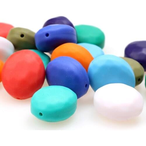 OlingArt Silicone Beads For Teether Mix Colors 6pcs/Lot 24MM Oval Cut Shape DIY Necklace/Bracelet Baby Jewelry Making