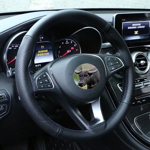 DIY Car Steering Wheel Cover Soft Genuine Leather Braid For Steering Wheel Hand Sewing Auto Wheel Cover With Needle&Thread 38cm