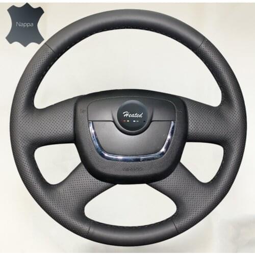 Genuine Leather Braid on the Steering Wheel Cover for Skoda Octavia Superb 2012 Fabia Skoda Octavia a5 2012 2013 Yeti 2009-2013