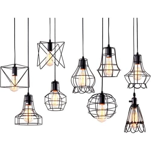 Edison Industrial Loft Style Droplight Vintage LED Pendant Light Fixtures Retro Iron Cage Hanging Lamp Home Indoor Lighting