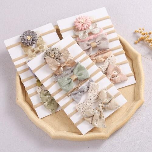 8pcs/set Baby Girl Headband Sets Elastic Headwrap Knitted Printed Headwear Toddler Bowknot Headwear Baby Hair Accessories