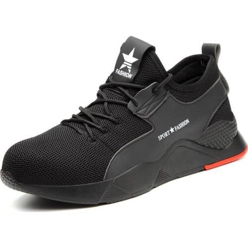 Work Safety Shoes Outdoor Safety Boots Men Shoes Anti-puncture Work Boots Slip-on Work Boots Breathable Male Shoes Plus Size Y