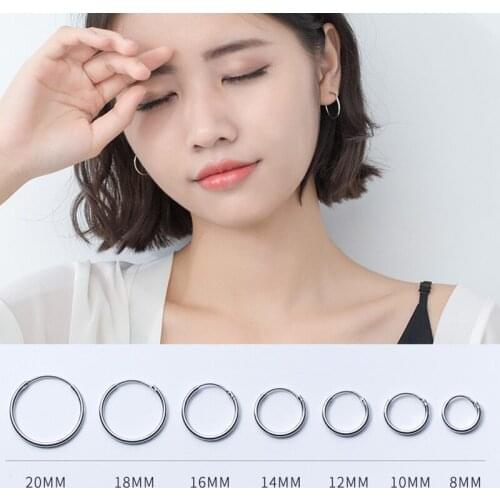 925 Sterling Silver Fashion Jewelry Men Women Polish Smooth Small Round Circle Earrings Simple Geometric Ear Jewelry