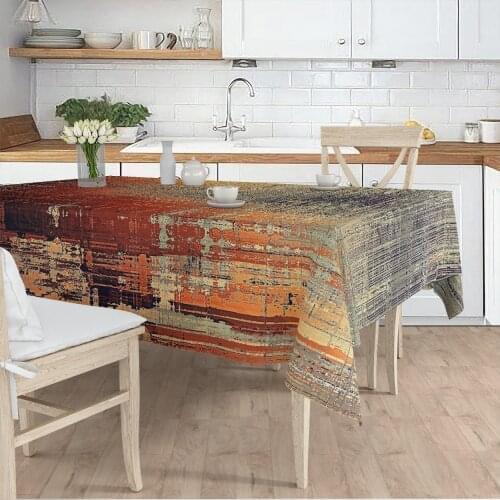 Tablecloth Living Room Kitchen brown grey ethnic patterned micro fabric cover runner pattern Free Shipping