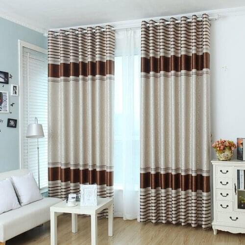 Modern Blackout Pink Curtains for Living Room Bedroom Embossed Stripe Brown Curtain Window Treatment Drapes