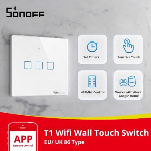 Itead SONOFF TX T1 EU UK Wifi Switch Smart Wall Touch Switch Wifi Light Switch 433Mhz RF Remote Controler Smart Home Automation