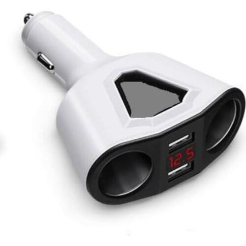 Universal 12V-24V Car Splitter Cigarette Lighter Socket Power Adapter 3.1A Dual USB Car Charger 120W Output with Voltage display