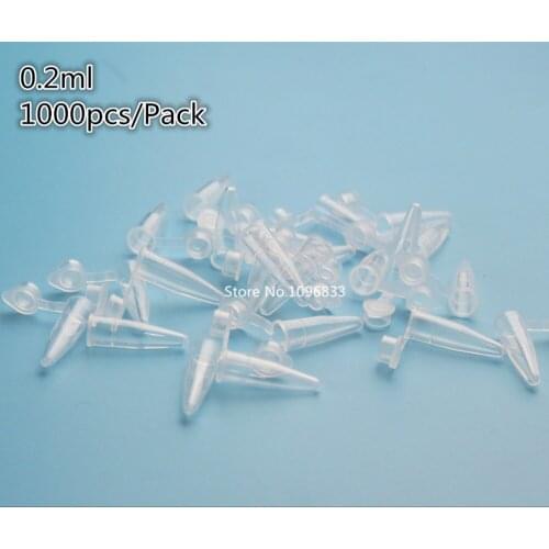 Pack of 1000pcs 0.2ml Transparent Plastic Centrifuge Test Tube Plastic Test Tube Bottle with Graduation Plastico Centrifugo Tubo