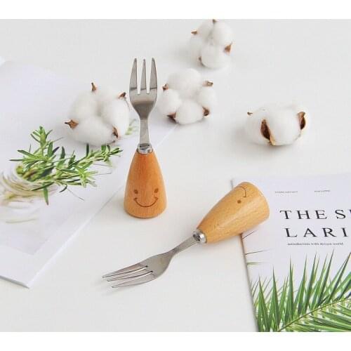 Fork stainless steel wooden handle fork creative home spoon colander tableware