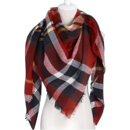 Winter Scarf 2019 Brand triangle Tartan Cashmere Scarf Women Wool Plaid Blanket Scarf Pashmina Wrap Shawls and Scarves Hijab