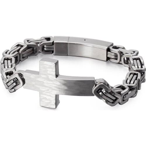 Titanium Steel Jewelry Korean Cross Curved Retro Bracelet Men Emperor Shape Chain Hand Charm Jewelry Bracelets Wholesale