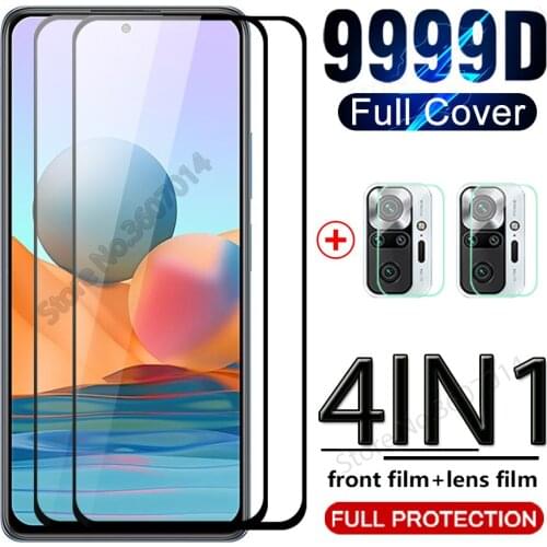 4in1 Full Cover Tempered Glass Case Readmi note 10 pro Glass For xiaome redmi note 10 9 pro max 10s 9s hd Camera Protective Film