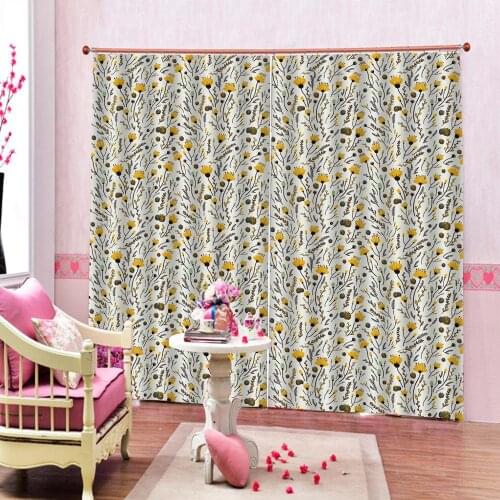 Custom curtains modern living room curtains Little chrysanthemum Photo 3D Curtains for Living Room Window
