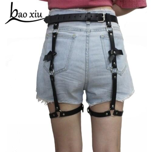Women Punk Rock Leather Belt Stocking Sexy Garters Harness Harajuku Gothic Waist Belt Rave Bondage Body Fetish Cage Straps Belt