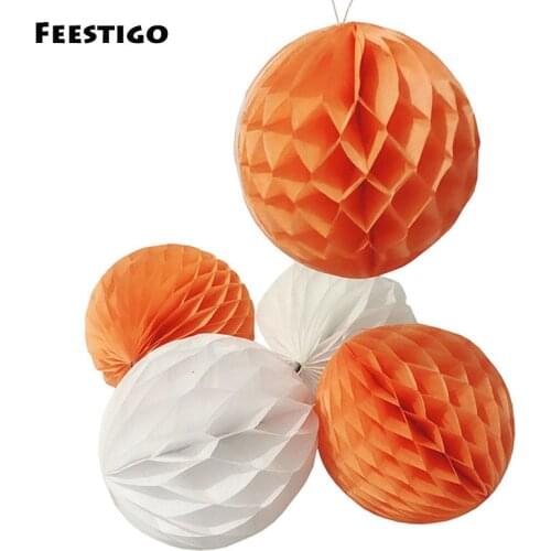 1Pcs 10cm/15cm/20cm White Tissue Paper Honeycomb Balls Lanterns Flowers Peach Hang Ornament For Wedding Birthday Party Decoation