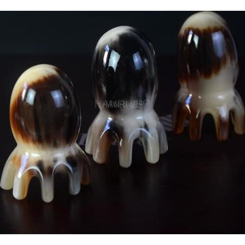1pc Horn comb octopus white yak horn eight claw fish head massage therapy shunfa Salisbury wide tooth comb hair
