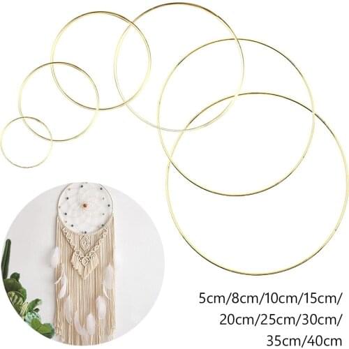 10Pcs Floral 5cm-40cm Gold Metal Handmade DIY Crafts Home Wedding Hoop Ring Hanging Decorations Macrame Wreath Wind Chimes Decor