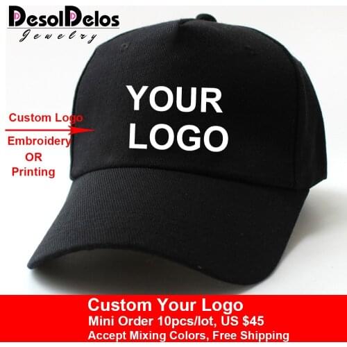 10pcs/lot High Quality DIY Your Own Cap Custom Logo Caps Women Men Snapback Blank Customized Hats Dad Printed 2019 New
