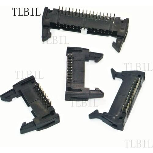 100Pcs 2.54mm Curved DC2 - 10/14/16/20 Pin Ejector Header Connector Male IDC Type Latch Lock Cable