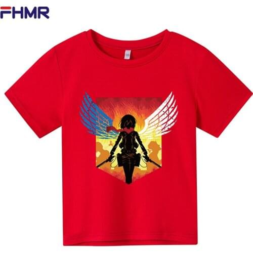 2021 NEW Attack giant Japanese anime manga T-shirt Boy and Girl cartoon Short sleeve casual wear O-neck Baby Kid top child shirt
