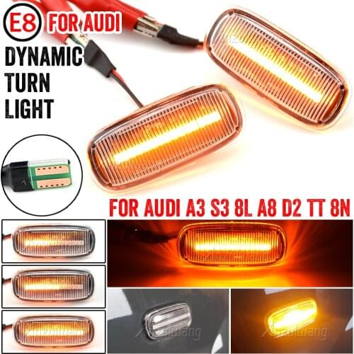 2X LED Dynamic Side Marker Turn Signal Light Indicator for Audi A3 S3 8L 2000-2003 A8 D2 1999-2002 TT 8N 2000-2006