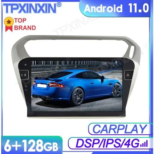 6+128GB Android 11 For Peugeot 301 2013 -2016 Car Multimedia Player GPS Navi Audio Stereo Screen DVD Head Unit Tape Recorder