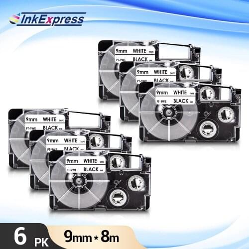 6Pcs Multicolor Tape for CASIO XR-9WE XR-9X XR-9RD XR-9BU XR-9YW XR-9GN Label Tape 9mm for CASIO KL-60 KL-70 KL-120 Label Maker