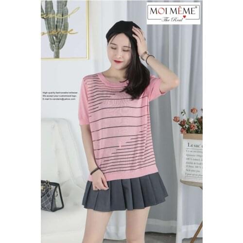 2020 New Coming Sexy lines Thin Summer Casual Women Knitwear Short Sleeve Fashion o-neck knitwear