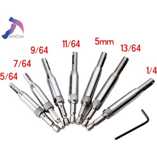 7PC Door and Window Hinge Hinge Hole Puncher Woodworking Puncher Hexagon Drill Bit Positioning Special-shaped Drilling