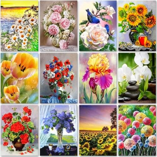 DIY 5D Diamond Painting Flowers Daimond Embroidery Sunflower Full Round Drill Mosaic Floral Picture Cross Stitch Kits Home Decor