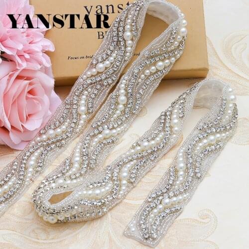 YANSTAR Handmade Diamond Rhinestone Applique By The 2CM*5Yards Trim Sewing On Bridal Gown Belt YS992
