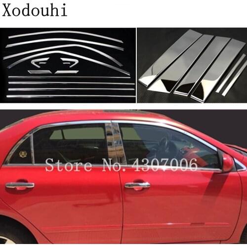 Car Stainless Steel Glass Window Garnish Pillar Middle Column Strip Trim For Toyota Corolla Altis 2008 2009 2010 2011 2012 2013