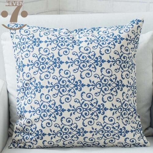 Free Shipping Modern Style Soft Cotton Linen Geometric Pattern 43x43cm Square Pillow Cover
