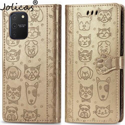 Cat Paw PU Leather Book Case For funda Samsung A91 Coque Iphone Pouch Cases Leather Cover Telefoon Samsung etui S10 Lite Etui
