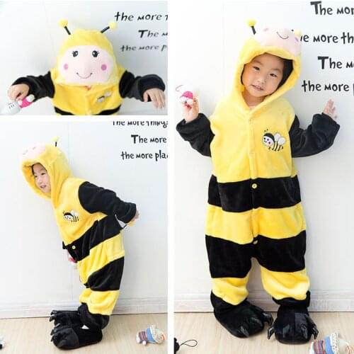 Kids Kigurumi Winter Pajamas children Unisex Animal Bee Onesie Sleepsuit Cosplay Girls Sleepwear Pyjamas Clothes free shipping