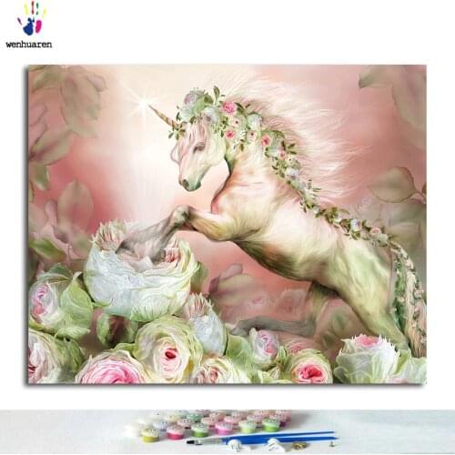 DIY digital oil painting uses paint to color dream unicorns by numbers for home decoration gifts