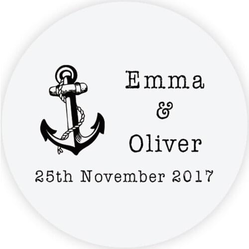 DouxArt 100 Pieces Custom Personalized, Anchor Wedding Stickers, 40mm Colorful Wedding Party Communion Decorations Labels P083