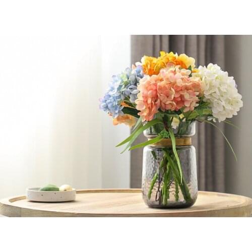 Simulation Flower Wedding Decor Hydrangea Single Branch Flask Desktop Floral Decoration Clothing Store Home Decoration
