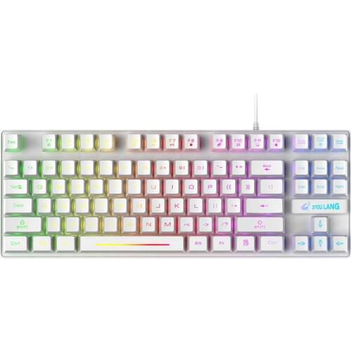 ZIYOULANG K16 87 keys Mechanical Feeling Keyboard Gamer Keyboard USB Wired RGB Rainbow Backlit Keyboard For Laptop Home Office