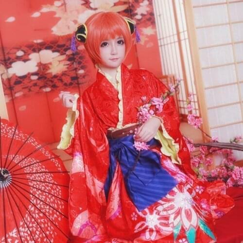 Amine Gintama Kouka Kagura Cosplay Custom Adult Size Wedding Dress Hanging Shaft Improved Kimono Uniforms Cosplay Costume