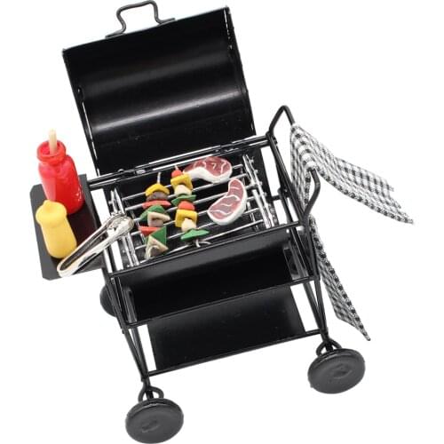 Doll House Miniature Kitchen Dollhouse Ornament BBQ Grill Playset 1:12 Scale
