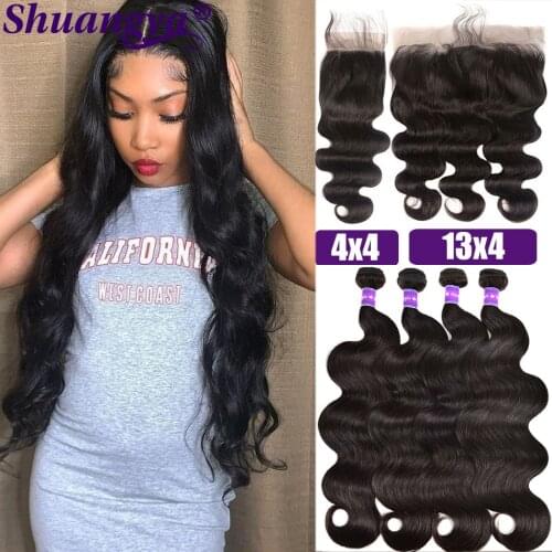 Malaysia Body Wave 3 Bundles With Frontal Remy Human Hair Bundles With Closure 13*4 Lace Frontal With Bundles Body Wave