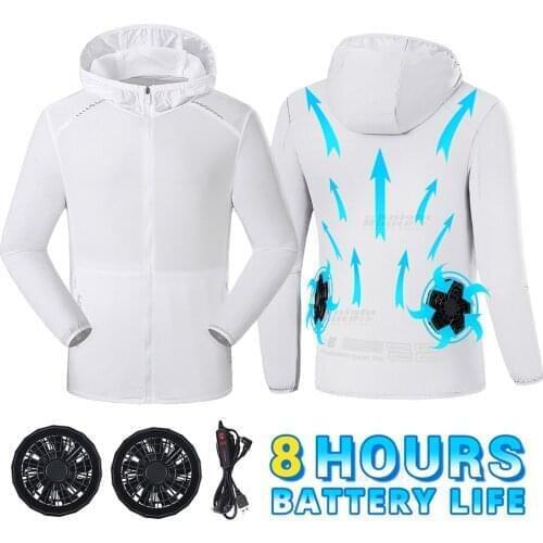 Summer Cooling Fan Jacket USB Power Supply Camping Cycling Fishing Water-resistant Running Hiking Vest Windbreaker Clothing Men